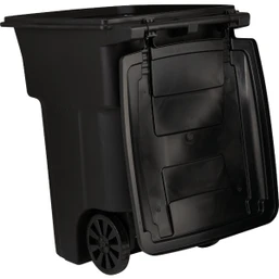 Toter 96 Gal. Black Outdoor Trash Can With Attached Lid and Wheels