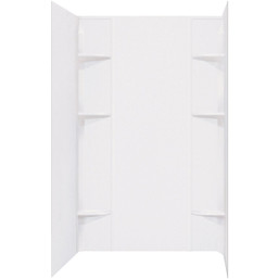 Mustee Durawall 60 In. x 71.5 In. x 40 In. Glue Up Alcove Shower Wall Set in White (5-Piece)