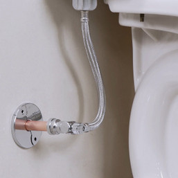 QuickFitting 1/2 In. Push-to-Connect Angle Stop Valve x 7/8 In. Ballcock x 12 In. Braided Stainless Steel Toilet Connector Hose