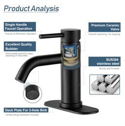 HANDLE FAUCET MATT BLACK SINGLE 071930