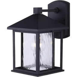Canarm West Matte Black Outdoor Wall Light Fixture with Watermark Glass Shade