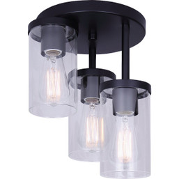 Canarm Britton 3-Light Black Semi-Flush Mount Ceiling Light Fixture