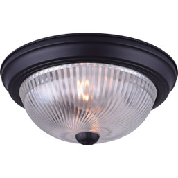 Canarm 13-inch Black Flush Mount Ceiling Light Fixture with Clear Glass Shade