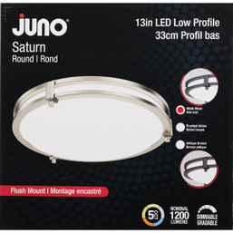Juno Saturn 13-inch Matte Black Round Semi-Flush Mount Light Fixture with 5 CCT Switchable White Options