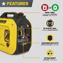 Champion 2500W Dual Fuel Recoil Inverter Generator with CO Shield