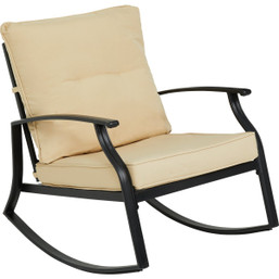Leisure Classics Rhodes 3-Piece Rocking Chair Set with Steel Frame Chairs and Tempered Glass Table