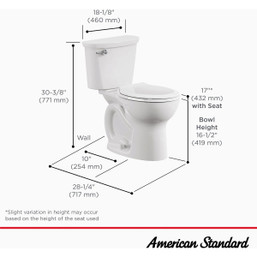 American Standard Cadet 10 in. Rough-In White Chair Height Round Bowl 1.28 GPF Toilet
