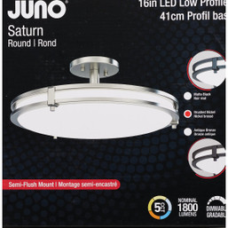 Juno Saturn 16 Inch Brushed Nickel Round Semi-Flush Mount Light Fixture