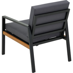 Unbranded 4-Piece Modern Outdoor Chat Set with Black Metal Frame and Wooden Table