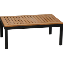 Unbranded 4-Piece Modern Outdoor Chat Set with Black Metal Frame and Wooden Table