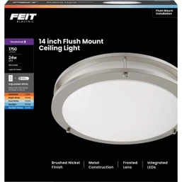 Feit 14 Inch Brushed Nickel LED CCT Dimmable Dual Band Flush Mount Ceiling Light Fixture