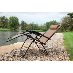 Outdoor Expressions Zero Gravity Relaxer Tan Convertible Lounge Chair - 44 Inch Height, Portable & Weather-Resistant