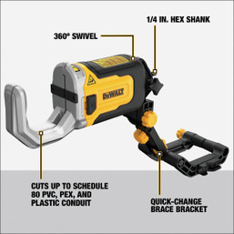DEWALT IMPACT CONNECT PVC/PEX Pipe Cutter Attachment – Fast, Efficient Cutting for Impact Drivers