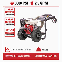 Simpson PowerShot 3600 PSI 2.5 GPM Cold Water Professional Gas Pressure Washer