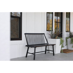 Jack Post Windsor 44 Inch Black Indonesian Hardwood Bench - Farmhouse Outdoor Seating