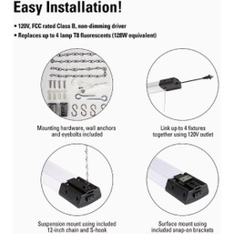 Metalux 46-inch LED Shop Light with 10,000 Lumens, 128W Equivalent, Frosted Lens, and Linkable Design
