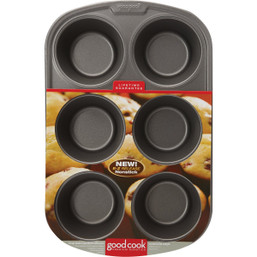 Goodcook 6-Cup Texas Size Non-Stick Muffin Pan - Heavy Duty Rectangular Steel Bakeware