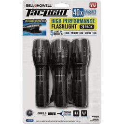 Bell+Howell TacLight 3-Pack Flashlights with 300 Lumens, Military-Grade Durability, and Adjustable Zoom