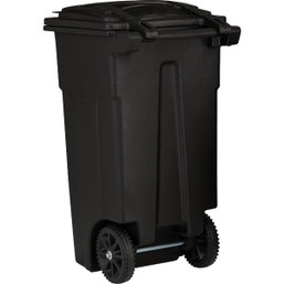 Toter 32 Gallon Black Outdoor Trash Can with Wheels and Attached Lid