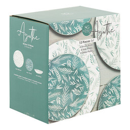 DINNER SET 12PC AGATHE GREEN 124320