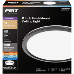 Feit 11-Inch Interchangeable Trim LED CCT Flat Panel Disc Ceiling Light with Night Light