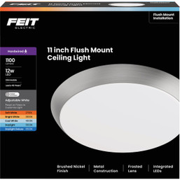 Feit 11 Inch Brushed Nickel LED CCT Dimmable Flush Mount Ceiling Light Fixture
