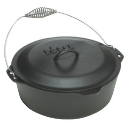 Lodge 5 Qt. Cast Iron Dutch Oven with Spiral Handle – Ready-to-Use, Seasoned Cooking Pot