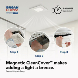 Broan-NuTone CleanCover 12 x 12 Magnetic LED Bath Exhaust Fan Grille - Easy Upgrade for Broan & NuTone Fans