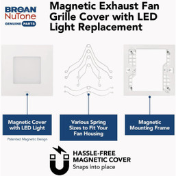 Broan-NuTone CleanCover 12 x 12 Magnetic LED Bath Exhaust Fan Grille - Easy Upgrade for Broan & NuTone Fans