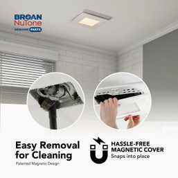 Broan-NuTone CleanCover 12 x 12 Magnetic LED Bath Exhaust Fan Grille - Easy Upgrade for Broan & NuTone Fans
