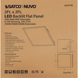 Satco NUVO 2 ft. x 2 ft. Wattage and CCT Selectable White LED Backlit Flat Panel