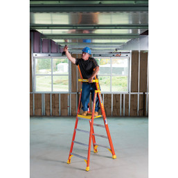 Werner 10 ft. Reach Fiberglass Podium Ladder with 300 lb Capacity - Type IA Rated