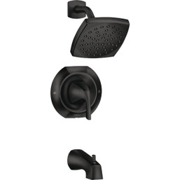 Moen Lindor Posi-Temp 1-Handle Lever Tub & Shower Faucet in Matte Black