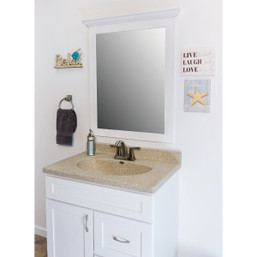 CraftMark Shaker Retreat White 30-inch x 36-inch Vanity Mirror with Beveled Glass and Solid Wood Frame