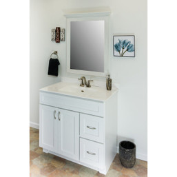CraftMark Shaker Retreat White 30-inch x 36-inch Vanity Mirror with Beveled Glass and Solid Wood Frame