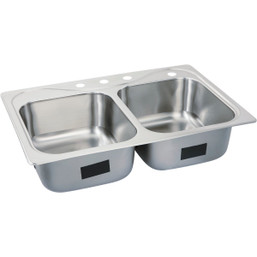 Sterling Southhaven Double Bowl 33 x 22 Inch Stainless Steel Kitchen Sink with Self-Rimming Design