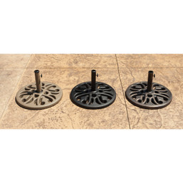Outdoor Expressions 20 Inch Round Tan Polyresin Umbrella Base with Adjustable Pole Support