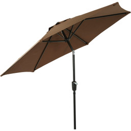 Outdoor Expressions 7.5 ft. Aluminum Tilt and Crank Patio Umbrella in Brown