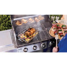 Char-Broil Grill+ 8.25 in. x 13.75 in. Rib & Roast Rack - Stainless Steel Reversible Cooking Rack