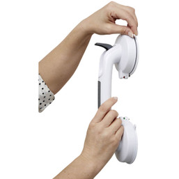 Medline Suction 12-inch White Grab Bar with Locking Indicator