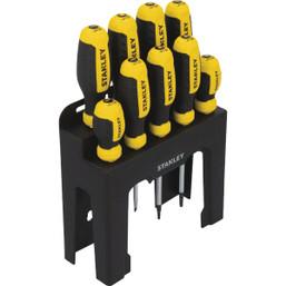 Stanley 9-Piece Screwdriver Set with Stand – Precision Phillips, Flathead, Torx, and Square Drivers
