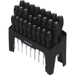 Stanley 26-Piece Screwdriver Set with Storage Stand - Ergonomic Handles, Chrome Steel Blades
