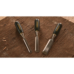 Stanley 3-Piece Wood Chisel Set with Carbon Steel Blades and Comfort Handles