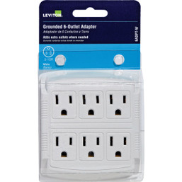Leviton White 15A 6-Outlet Plug-In Adapter