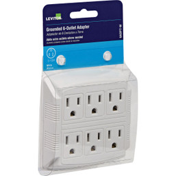 Leviton White 15A 6-Outlet Plug-In Adapter