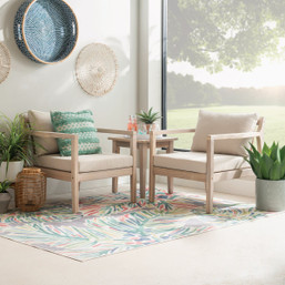 Linon Svana Natural Finish Wood Side Chair Set with Beige Cushions – 2 Pack