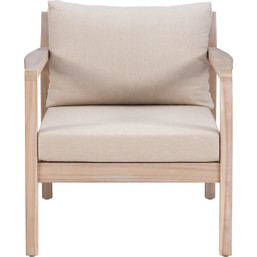 Linon Svana Natural Finish Wood Side Chair Set with Beige Cushions – 2 Pack