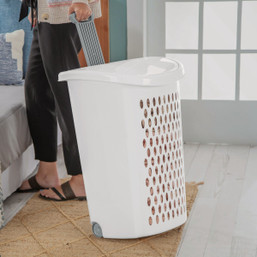 Sterilite Ultra Wheeled Laundry Hamper with Pull-Up Handle