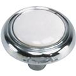 KNOB 1-1/4" CHROME AND WHITE 090004