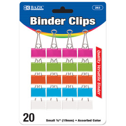 CLIP-BINDER COLORED 19MM (20PK) 143542